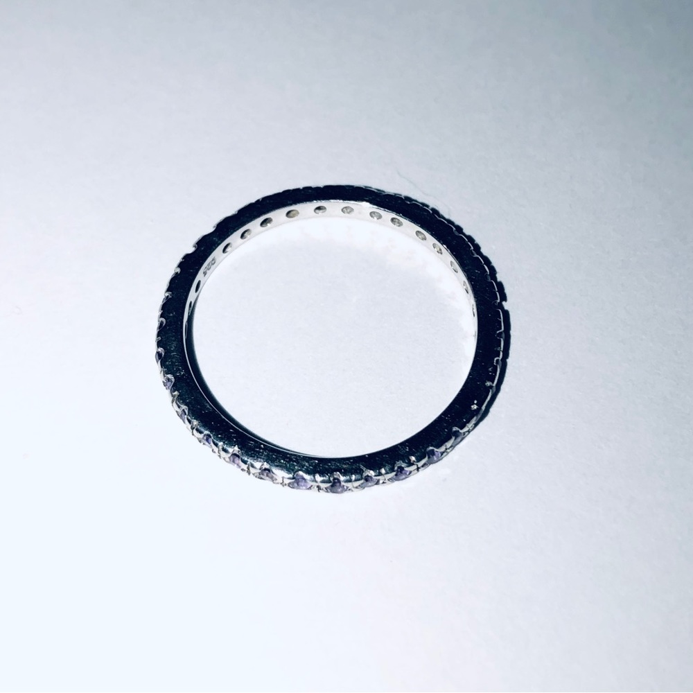 Solid 925 Sterling Silver Amethyst Cz Ring - image 6